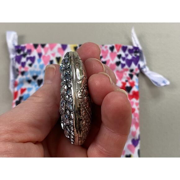 Brighton Reversible Pendant Silver Tone Rhinestone Chunky Statement Round Large - Picture 7 of 13